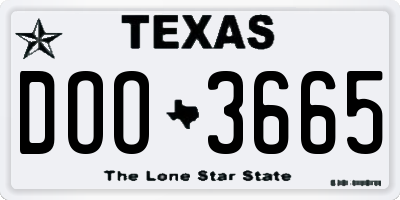 TX license plate DOO3665