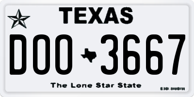 TX license plate DOO3667