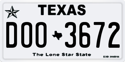 TX license plate DOO3672