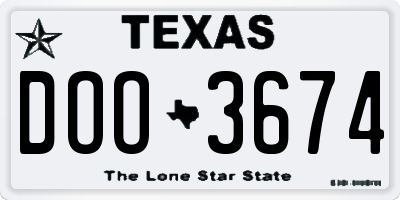 TX license plate DOO3674