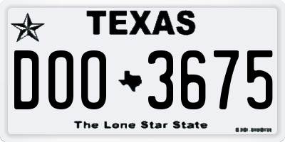 TX license plate DOO3675