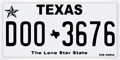 TX license plate DOO3676