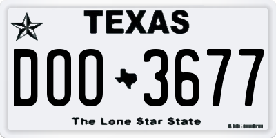 TX license plate DOO3677