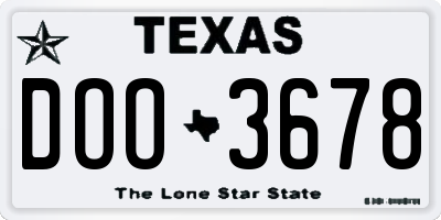 TX license plate DOO3678