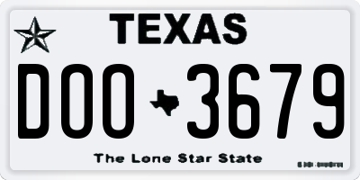 TX license plate DOO3679