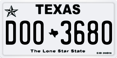 TX license plate DOO3680