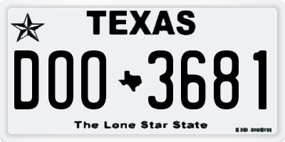 TX license plate DOO3681