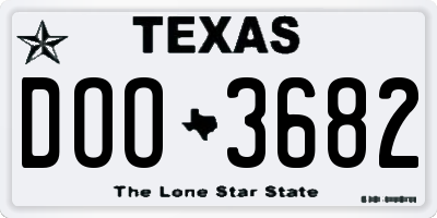 TX license plate DOO3682