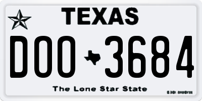 TX license plate DOO3684