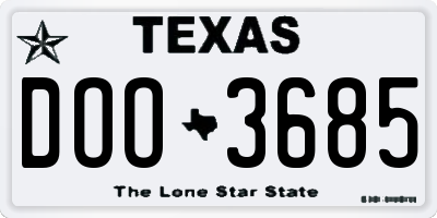 TX license plate DOO3685