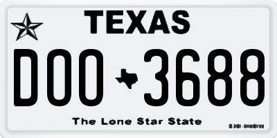 TX license plate DOO3688