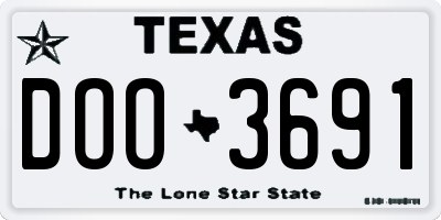 TX license plate DOO3691
