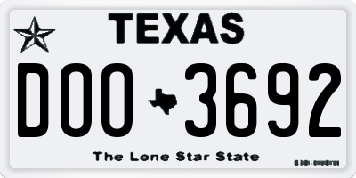 TX license plate DOO3692