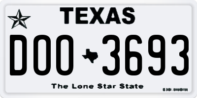 TX license plate DOO3693