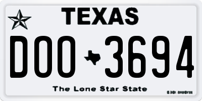 TX license plate DOO3694