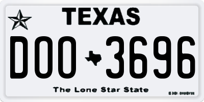 TX license plate DOO3696