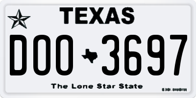TX license plate DOO3697