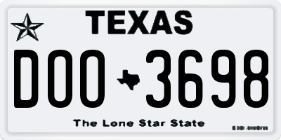TX license plate DOO3698