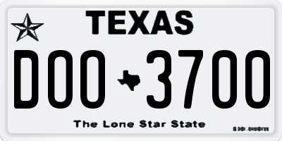 TX license plate DOO3700