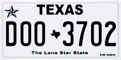 TX license plate DOO3702