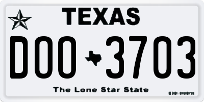 TX license plate DOO3703