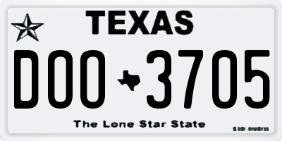 TX license plate DOO3705