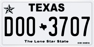 TX license plate DOO3707
