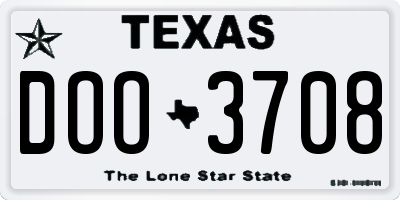 TX license plate DOO3708