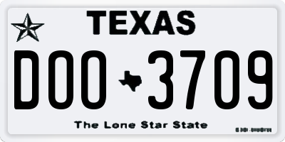 TX license plate DOO3709