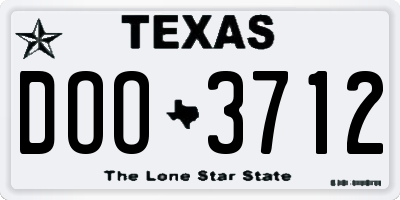 TX license plate DOO3712