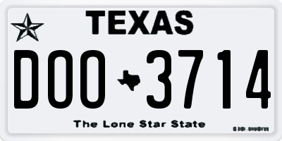 TX license plate DOO3714
