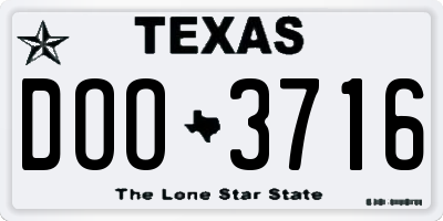 TX license plate DOO3716