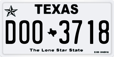 TX license plate DOO3718