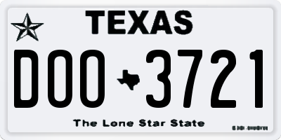 TX license plate DOO3721
