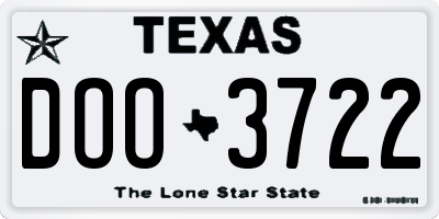 TX license plate DOO3722