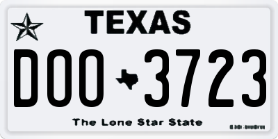 TX license plate DOO3723