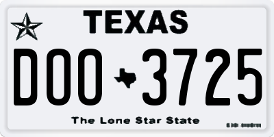 TX license plate DOO3725