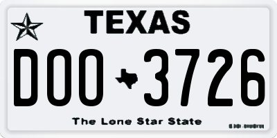TX license plate DOO3726