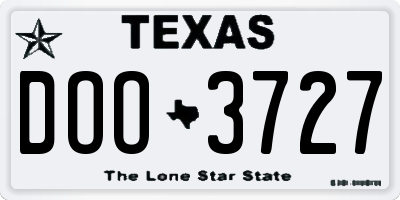 TX license plate DOO3727
