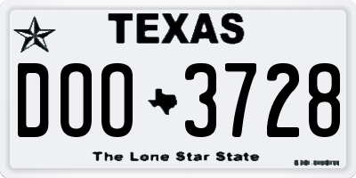TX license plate DOO3728