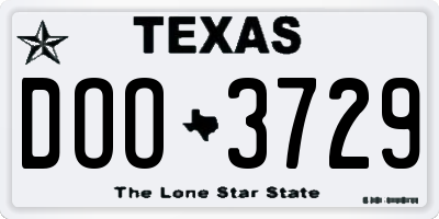 TX license plate DOO3729