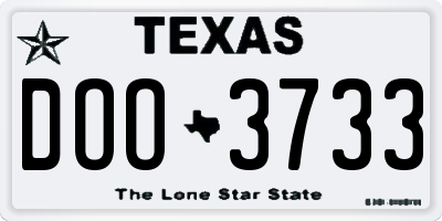 TX license plate DOO3733