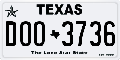 TX license plate DOO3736