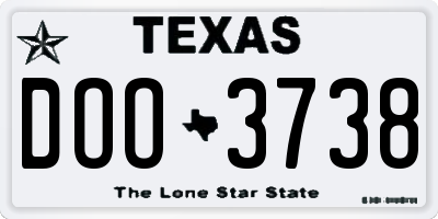 TX license plate DOO3738