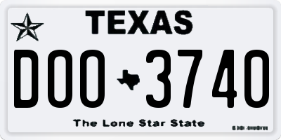 TX license plate DOO3740