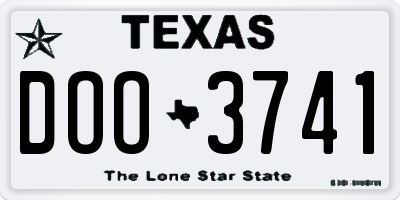 TX license plate DOO3741
