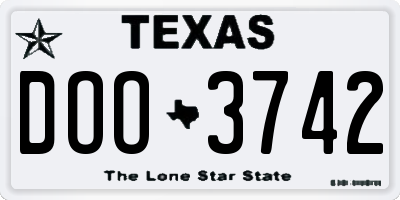TX license plate DOO3742