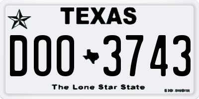 TX license plate DOO3743