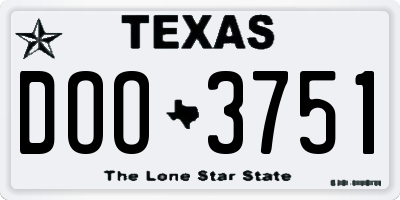 TX license plate DOO3751