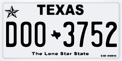 TX license plate DOO3752